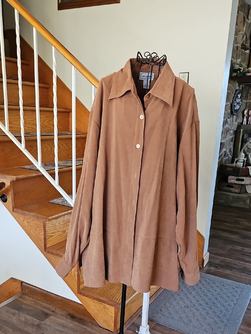 👚Jane Ashley Suede Button-Front Shirt